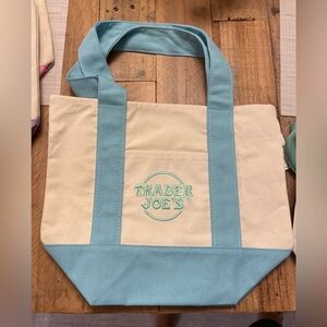 Trader Joe’s Canvas Tote Bag in Cream and Light Blue
